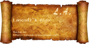 Lancsák Alex névjegykártya