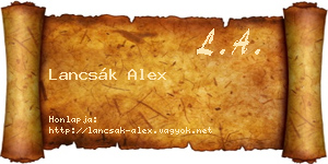 Lancsák Alex névjegykártya